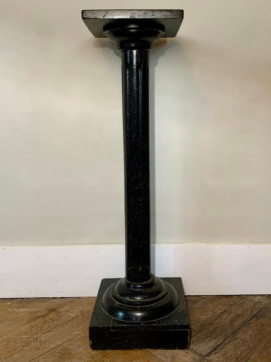 19th Century Louis XVI Fluted Column in Blackened Wood in Corinthian Shape, France