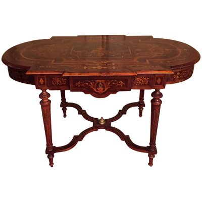 19th Century Louis XVI Marquetry & Veneer Salon Table, 1860s-FLW-1402121