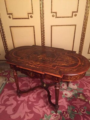 19th Century Louis XVI Marquetry & Veneer Salon Table, 1860s-FLW-1402121