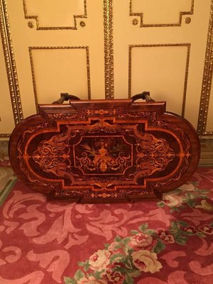 19th Century Louis XVI Marquetry & Veneer Salon Table, 1860s-FLW-1402121