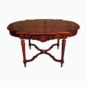 19th Century Louis XVI Marquetry & Veneer Salon Table, 1860s-FLW-1402121