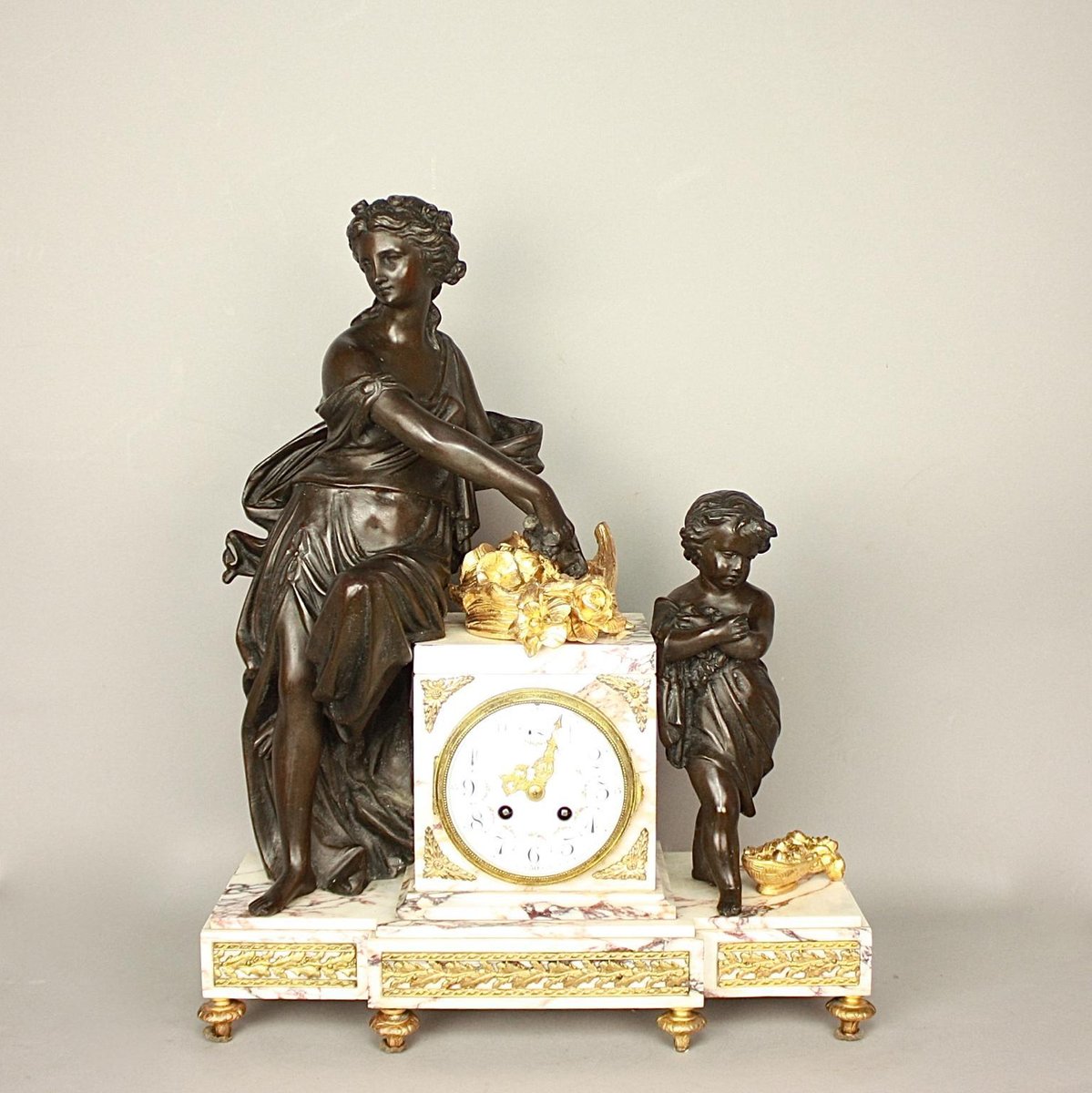 19th Century Louis XVI Style Clock Garniture Set, Set of 3