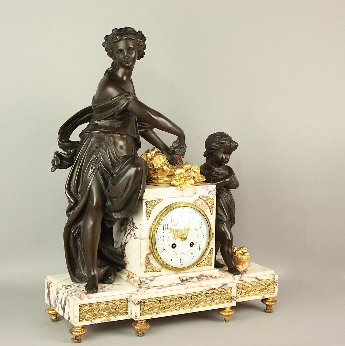 19th Century Louis XVI Style Clock Garniture Set, Set of 3