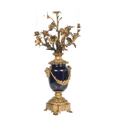 19th Century Louis XVI Style French Blue Cobalt Porcelain and Gilt Bronze Table Lamp from Sevres-NJV-715414