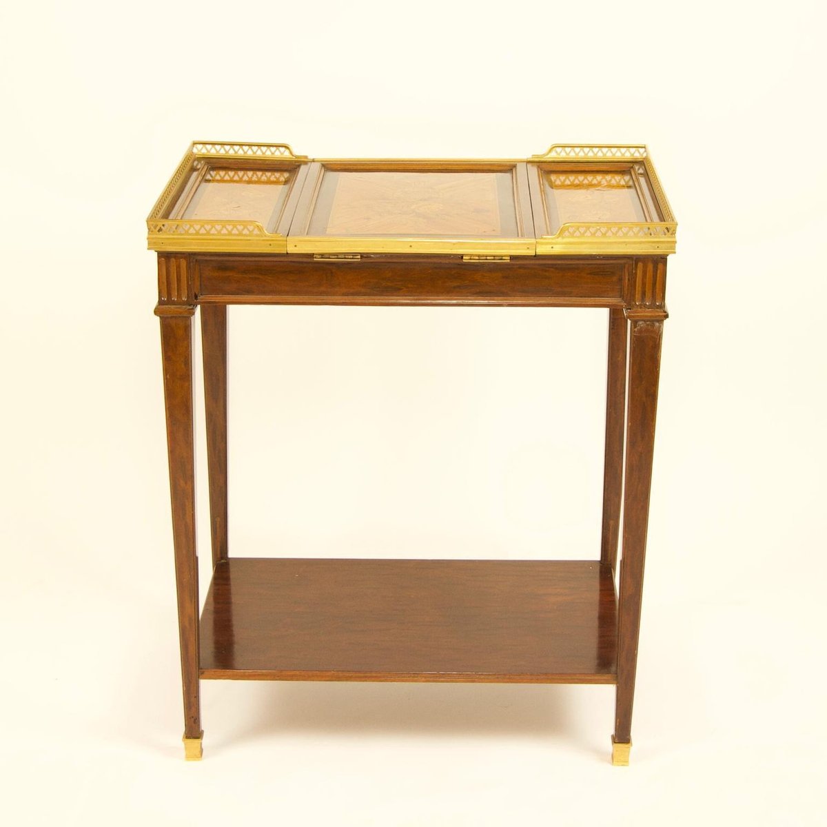 19th Century Louis XVI Style Gilt Bronze Mounted Marquetry Poudreuse or Vanity