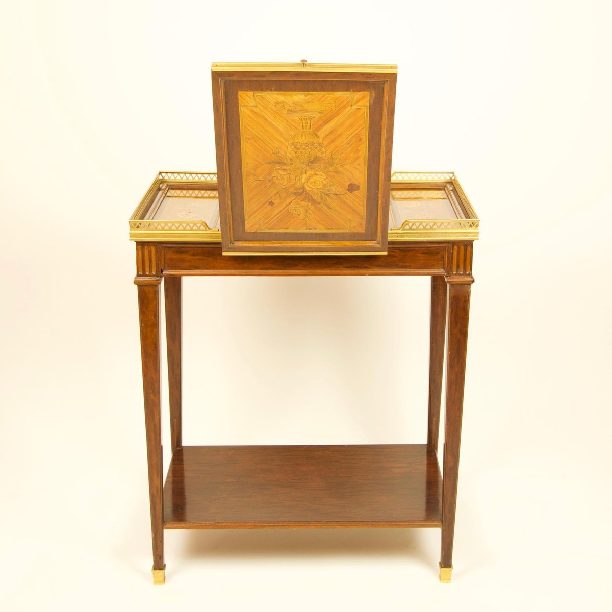 19th Century Louis XVI Style Gilt Bronze Mounted Marquetry Poudreuse or Vanity