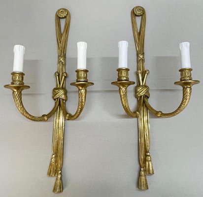 19th Century Louis XVI Style Knot and Tassel Candle Wall Lights, Set of 2-JDR-1125555