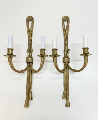 19th Century Louis XVI Style Knot and Tassel Candle Wall Lights, Set of 2-JDR-1125555