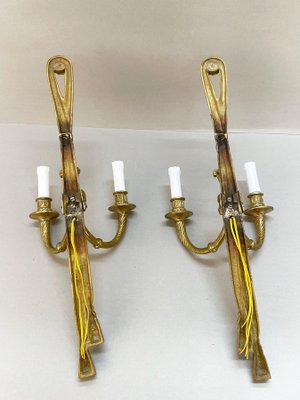 19th Century Louis XVI Style Knot and Tassel Candle Wall Lights, Set of 2-JDR-1125555