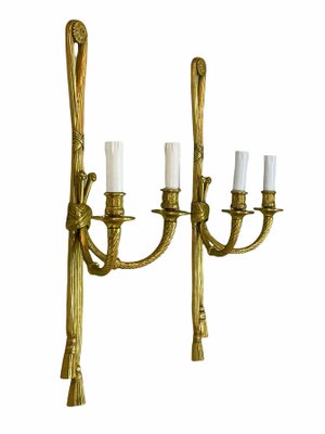 19th Century Louis XVI Style Knot and Tassel Candle Wall Lights, Set of 2-JDR-1125555