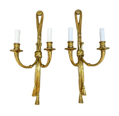 19th Century Louis XVI Style Knot and Tassel Candle Wall Lights, Set of 2-JDR-1125555