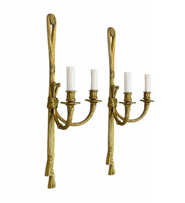 19th Century Louis XVI Style Knot and Tassel Candle Wall Lights, Set of 2-JDR-1125555