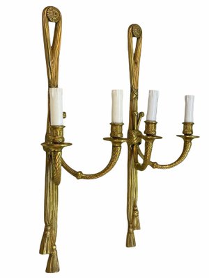 19th Century Louis XVI Style Knot and Tassel Candle Wall Lights, Set of 2-JDR-1125555