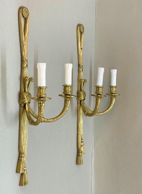 19th Century Louis XVI Style Knot and Tassel Candle Wall Lights, Set of 2-JDR-1125555