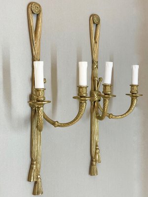 19th Century Louis XVI Style Knot and Tassel Candle Wall Lights, Set of 2-JDR-1125555