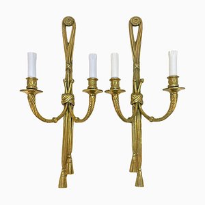 19th Century Louis XVI Style Knot and Tassel Candle Wall Lights, Set of 2-JDR-1125555