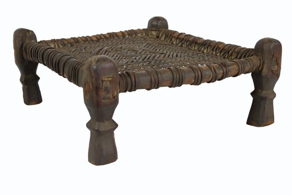 19th Century Low Cedar Stool, Nuristan, 1890s-UZN-1427812