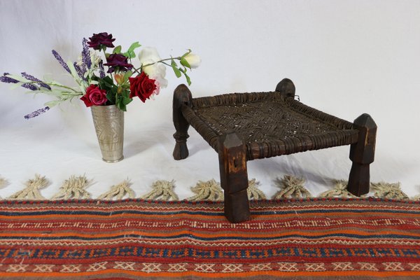 19th Century Low Cedar Stool, Nuristan, 1890s-UZN-1427809