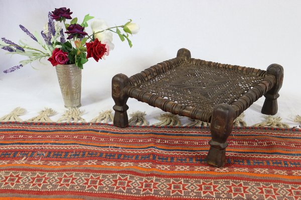 19th Century Low Cedar Stool, Nuristan, 1890s-UZN-1427812