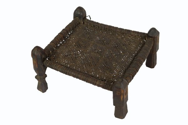 19th Century Low Cedar Stool, Nuristan, 1890s-UZN-1427809