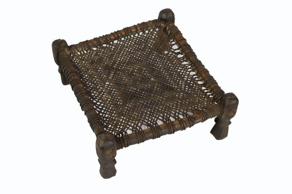 19th Century Low Cedar Stool, Nuristan, 1890s-UZN-1427812