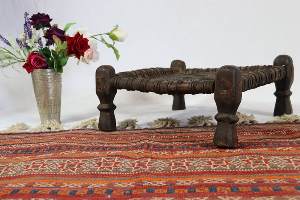 19th Century Low Cedar Stool, Nuristan, 1890s-UZN-1427812