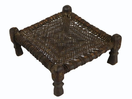 19th Century Low Cedar Stool, Nuristan, 1890s-UZN-1427812