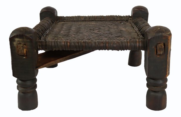 19th Century Low Cedar Stool, Nuristan, 1890s-UZN-1427808