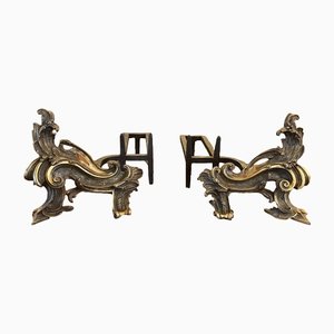 19th Century Luigi XC Bronze Andirons, Set of 2-HPU-1370767