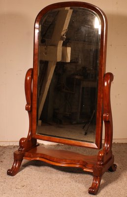 19th Century Mahogany Cheval Mirror-HPU-1223557