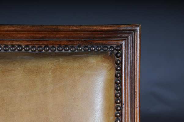 19th Century Mahogany English Leather Armchair-FLW-1402225