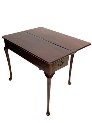 19th Century Mahogany Folding Console Table with 2 Drawers Each Side-UCH-1224338