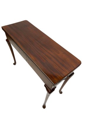 19th Century Mahogany Folding Console Table with 2 Drawers Each Side-UCH-1224338