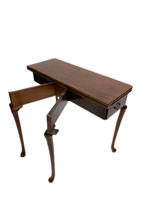 19th Century Mahogany Folding Console Table with 2 Drawers Each Side-UCH-1224338