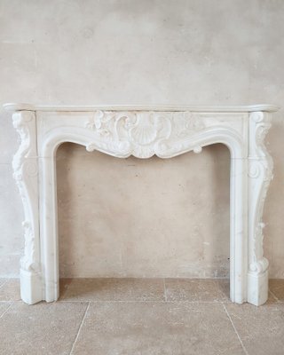 19th Century Mantlepiece of White Statuary in Bianco Carrara Marble-TDA-1742354