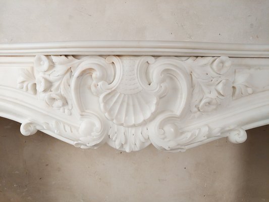 19th Century Mantlepiece of White Statuary in Bianco Carrara Marble-TDA-1742354