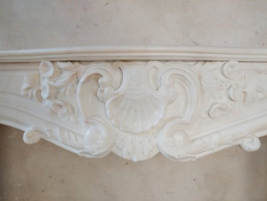 19th Century Mantlepiece of White Statuary in Bianco Carrara Marble-TDA-1742354