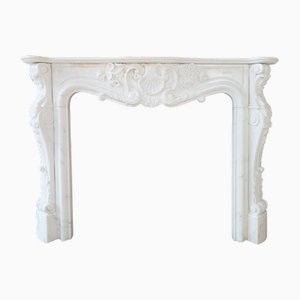 19th Century Mantlepiece of White Statuary in Bianco Carrara Marble-TDA-1742354