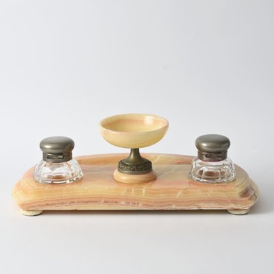 19th Century Marble and Crystal Desk Set, Set of 3-IXK-1354534