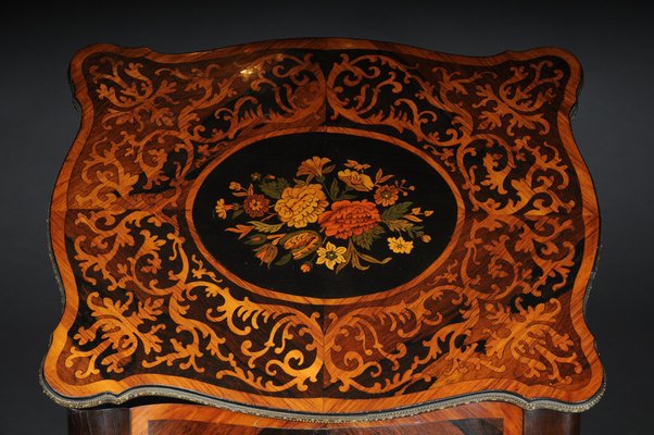 19th Century Marquetry Side Table with Jewelry Box, 1870s-FLW-1402173