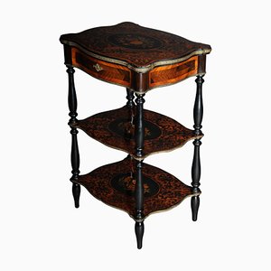 19th Century Marquetry Side Table with Jewelry Box, 1870s-FLW-1402173