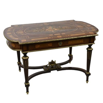 19th Century Marquetry Table-NQ-1729771