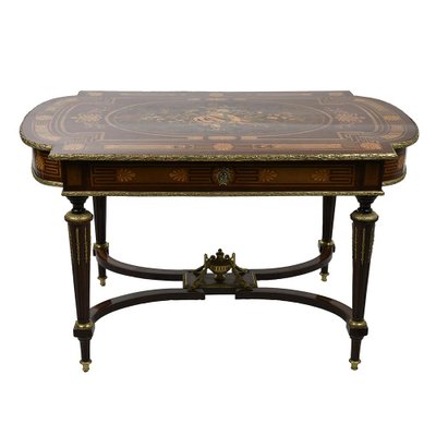 19th Century Marquetry Table-NQ-1729771