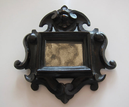 19th Century Mini Frame Mirror in Blackened Pear Wood