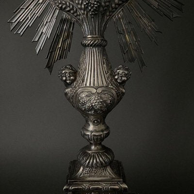 19th Century Monstrance in Silver Decorated with Palmettes and Cherubs-QKG-2019608