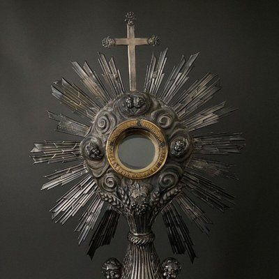 19th Century Monstrance in Silver Decorated with Palmettes and Cherubs-QKG-2019608