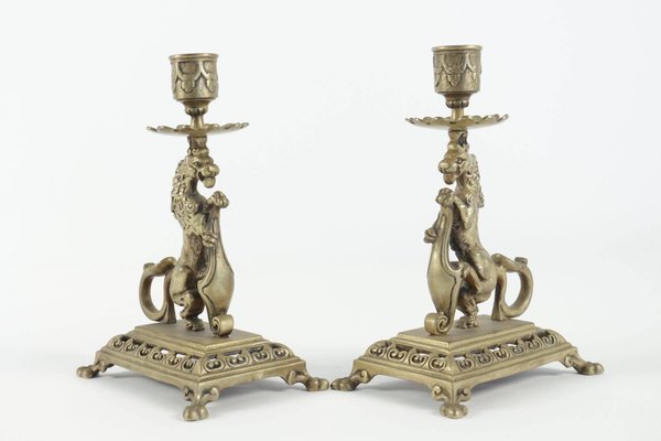 19th Century Napoleon III Candleholders in Bronze, Set of 2-WFS-744732