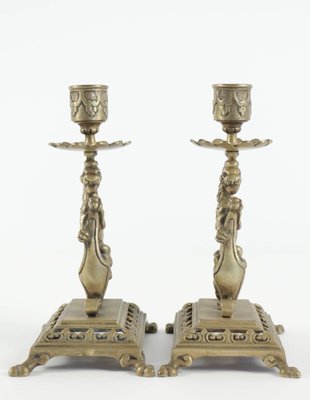 19th Century Napoleon III Candleholders in Bronze, Set of 2-WFS-744732