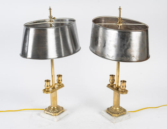 19th Century Napoleon III Candlestick Table Lamps, Set of 2