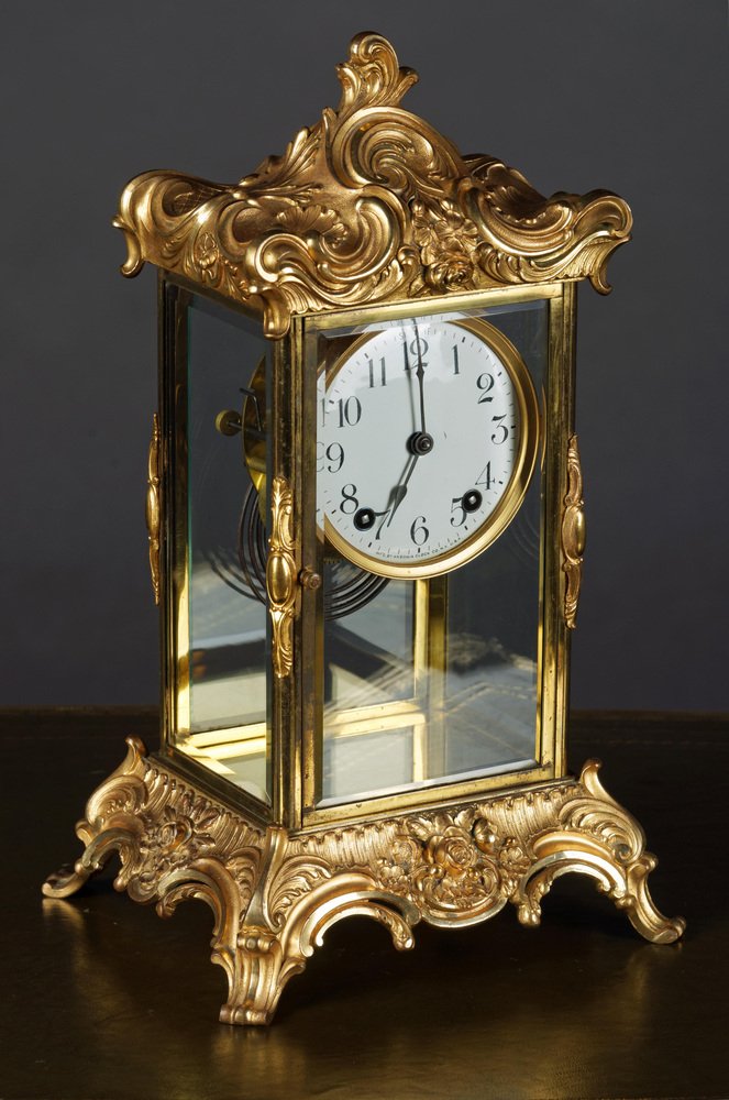 19th Century Napoleon III Fire-Gilt Fireplace Clock, 1890s